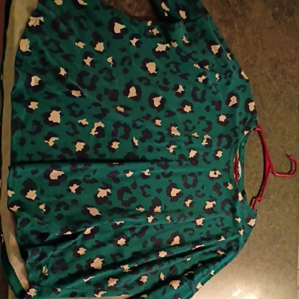 Teal Leopard Print Top